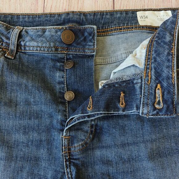 Denim & Co slim fit button fly 9" denim shorts sz 34 - Picture 6 of 7